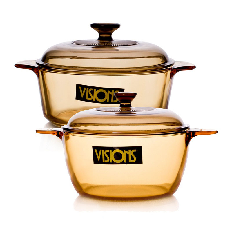 美国康宁VISIONS 晶彩透明锅组合 1.5L+2.25L 双耳深煮锅