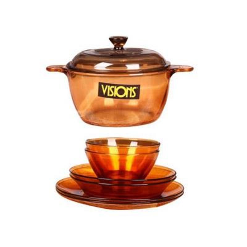 美国康宁VISIONS 餐具6件组 晶彩透明锅组合