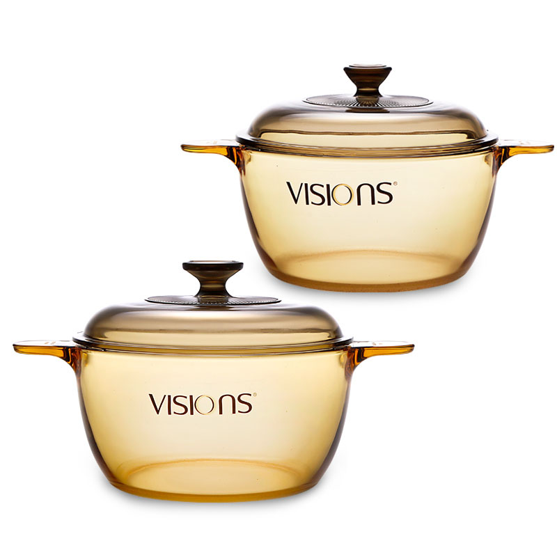 美国康宁VISIONS 晶彩透明锅组合 1.5L+2.5L 双耳深煮锅