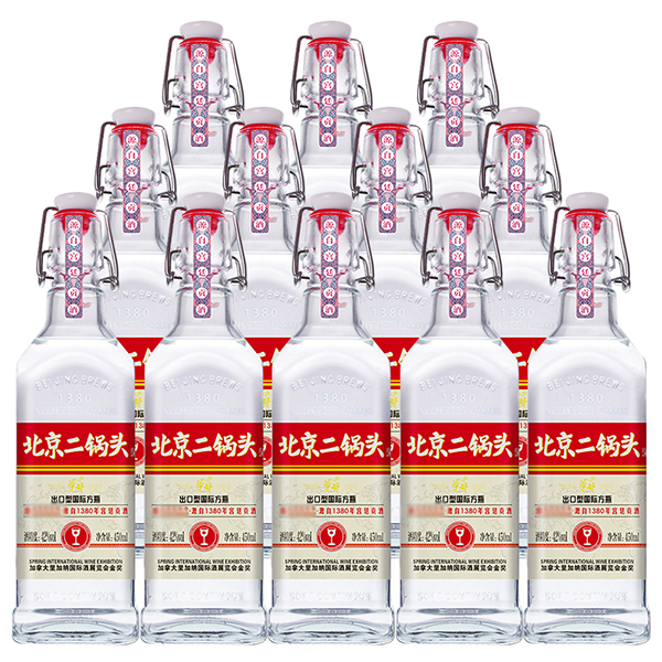 华都 北京二锅头国际方瓶系列整箱装（红标）42度清香型 1*12*450ml