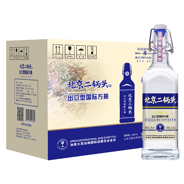 华都 北京二锅头国际方瓶系列整箱装（蓝标）42度清香型 1*12*450ml