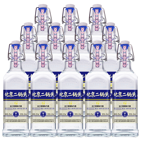 华都 北京二锅头国际方瓶系列整箱装（蓝标）42度清香型 1*12*450ml