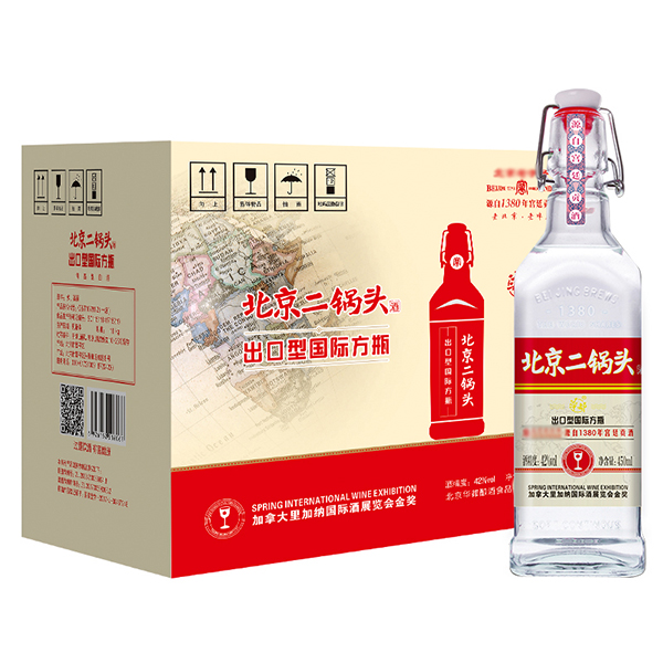 华都 北京二锅头国际方瓶系列整箱装（红标）42度清香型 1*12*450ml
