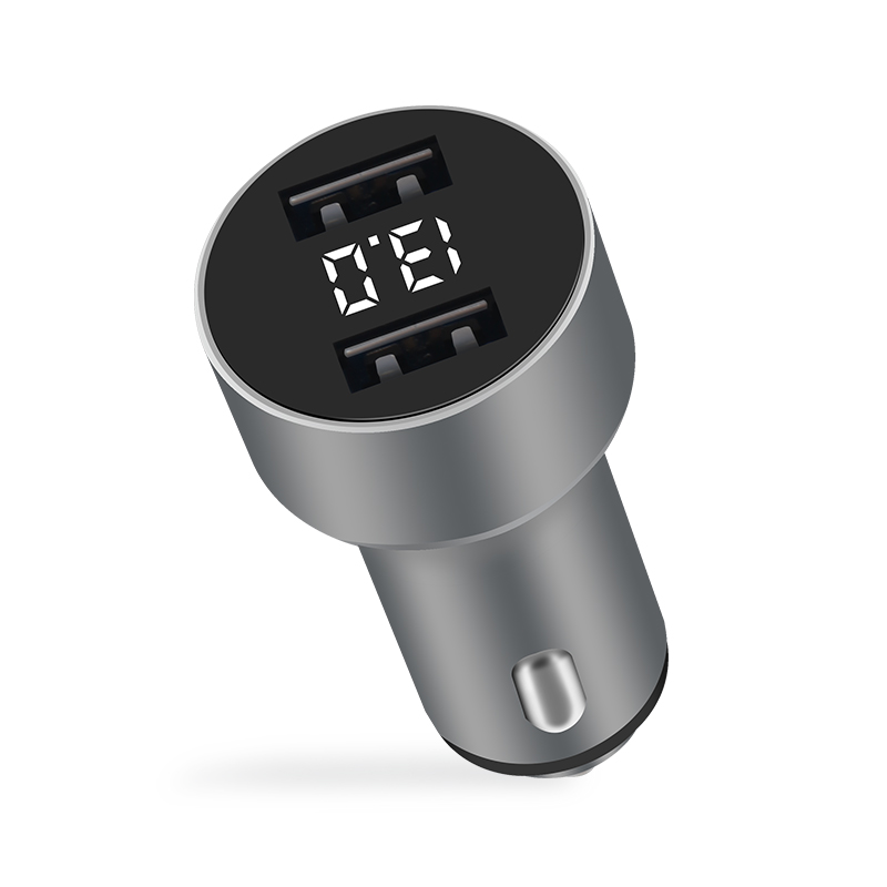 纽曼 车载金属双USB3.1A输出快速充电液显电压充电器錆色 HC16