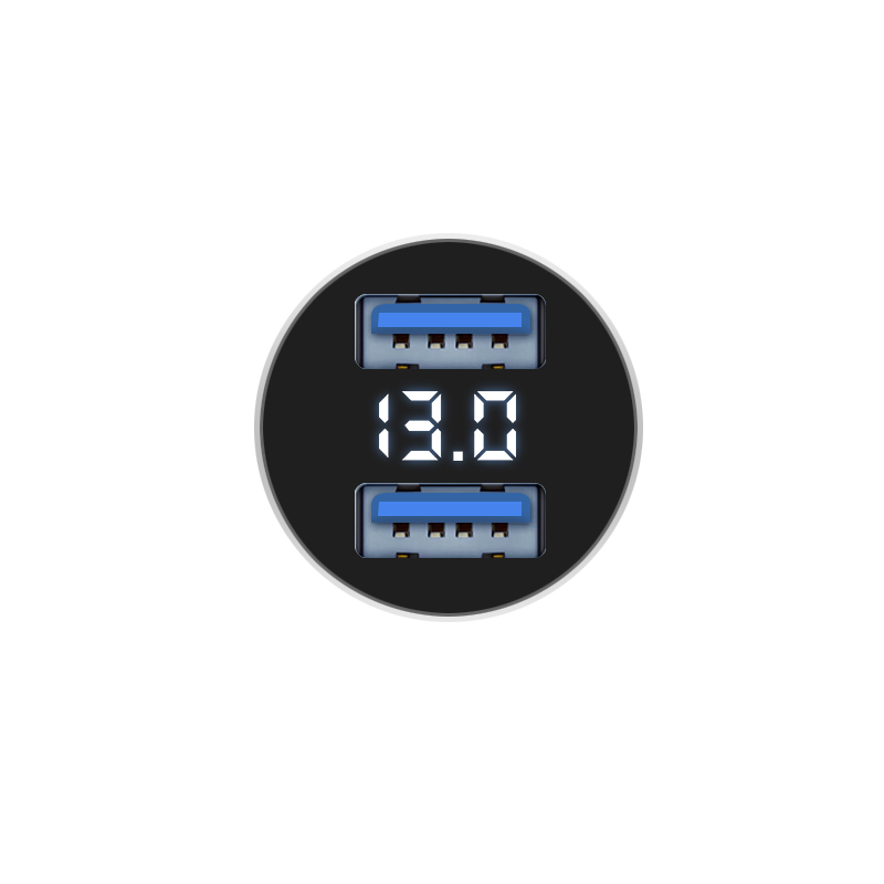 纽曼 车载金属双USB3.1A输出快速充电液显电压充电器錆色 HC16