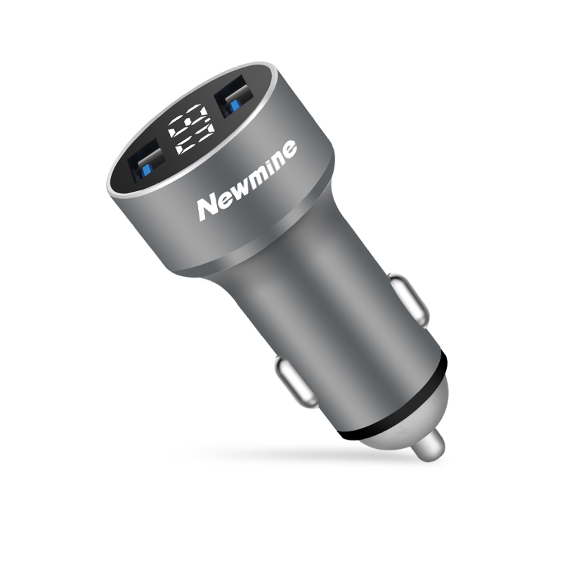 纽曼 车载金属双USB3.1A输出快速充电液显电压充电器錆色 HC16