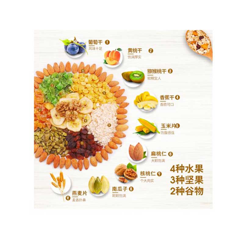益汇坊 水果燕麦片混合水果坚果早餐冲饮谷物水果麦片1000g/桶
