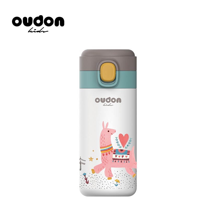 荷家臻品 OUDON 儿童保温杯儿童吸管水杯不锈钢保温弹跳杯 OK-36T1（颜色随机）