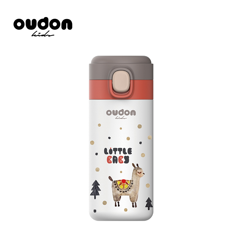荷家臻品 OUDON 儿童保温杯儿童吸管水杯不锈钢保温弹跳杯 OK-36T1（颜色随机）