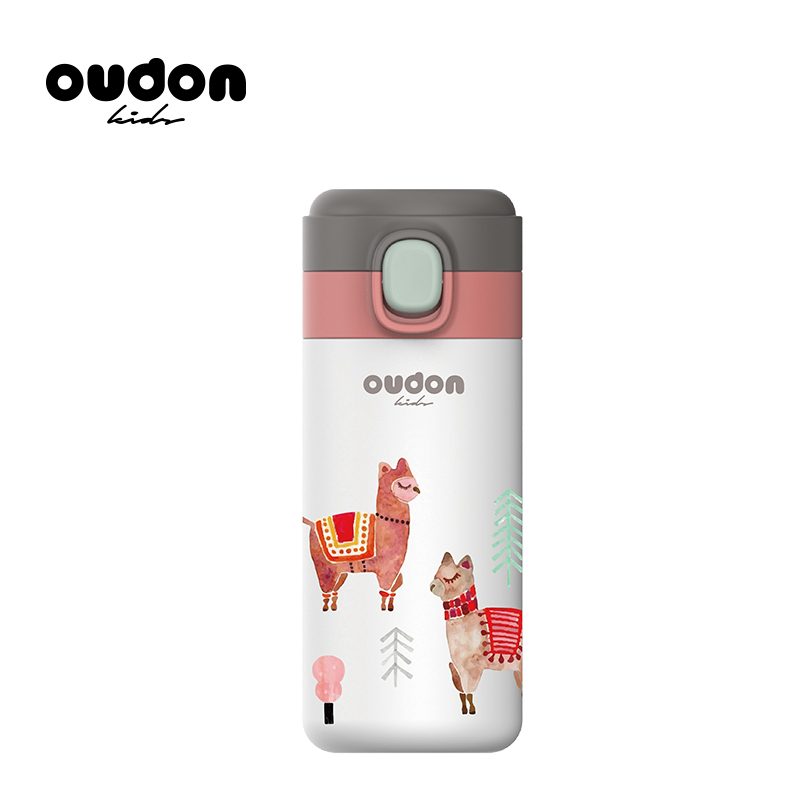 荷家臻品 OUDON 儿童保温杯儿童吸管水杯不锈钢保温弹跳杯 OK-36T1（颜色随机）