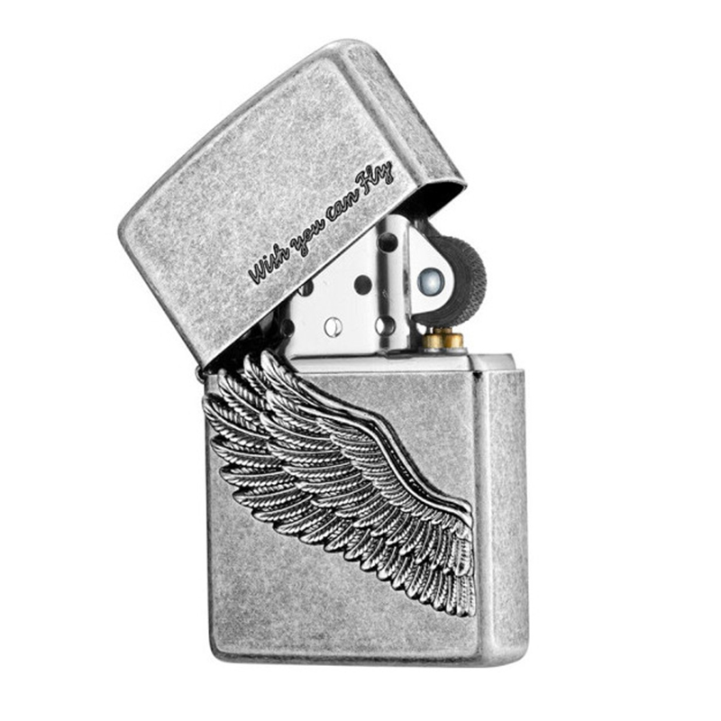 ZIPPO 打火机煤油之宝原装古银黑冰飞得更高送男友礼物 Z10002古银飞得更高