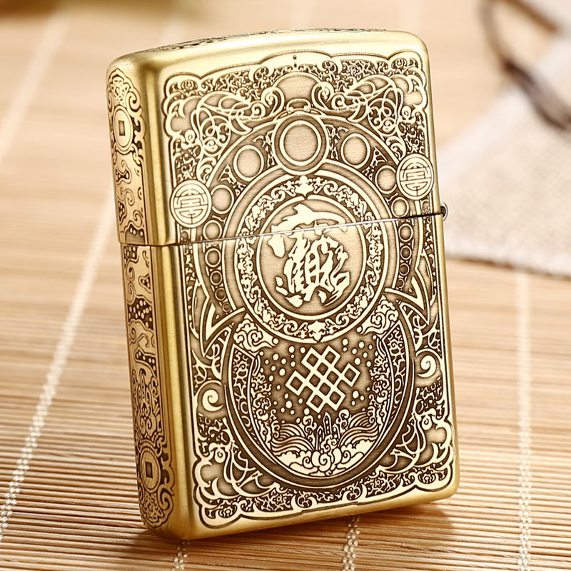 ZiPPO 芝宝ZIPPO黄铜蚀刻煤油打火机套装防风礼物礼品 254B纯铜貔貅