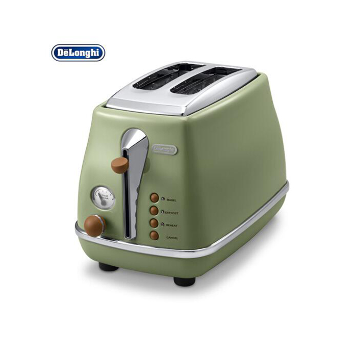 德龙（Delonghi）面包机 家用不锈钢复古多士炉吐司机 早餐烤面包机 CTO2003 橄榄绿