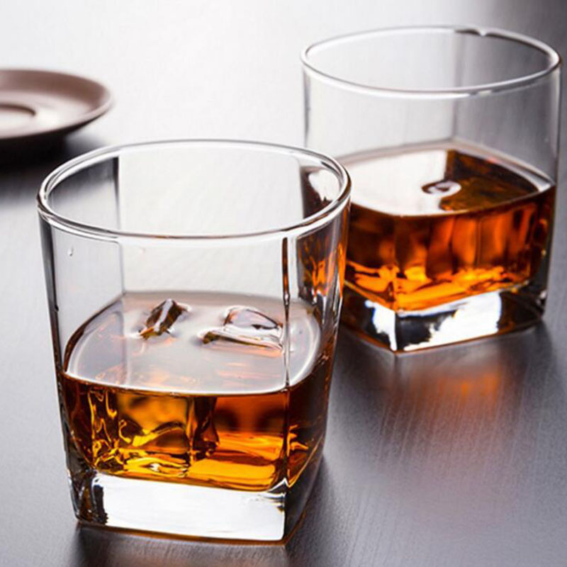加厚四方威士忌洋酒杯两支装