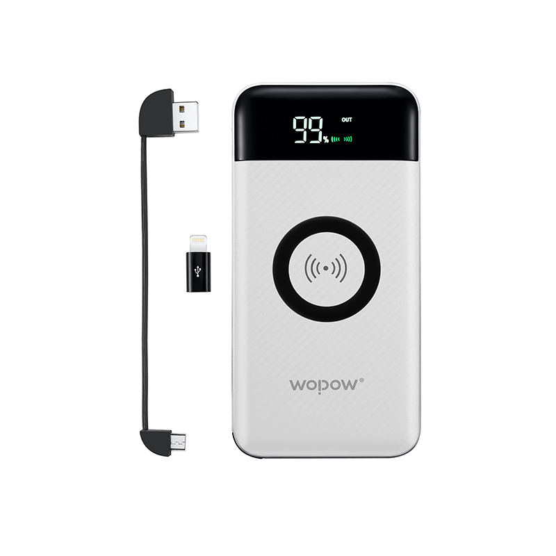 沃品 无线充屏显机线一体移动电源 PW12