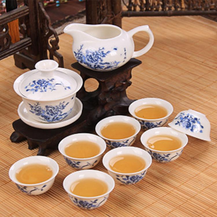 拓牌 10头功夫茶具蓝牡丹 天地盖礼盒