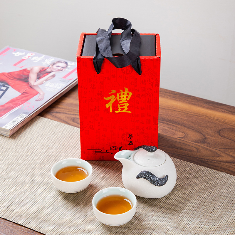 拓牌 雪花1壶2杯 企鹅壶 配红色礼盒