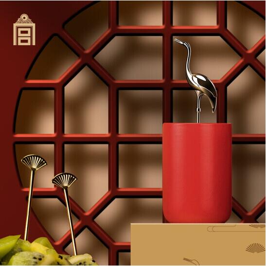 故宫文创 故宫瑞鹤果叉礼盒