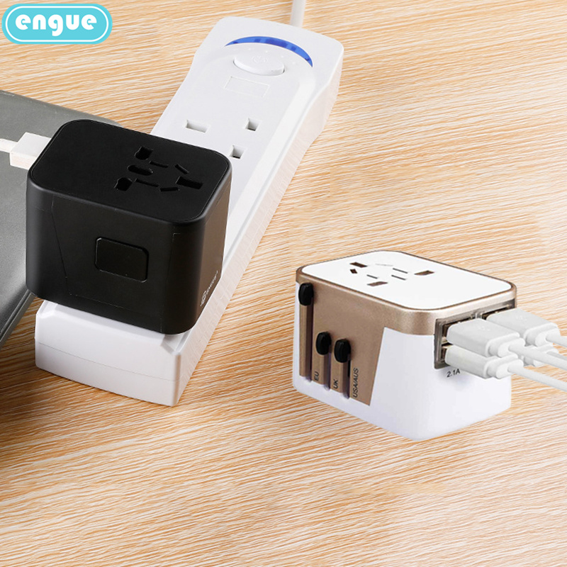 恩谷 全球通转换插座4USB出国旅行多功能电源转换器 EG-101（颜色随机）