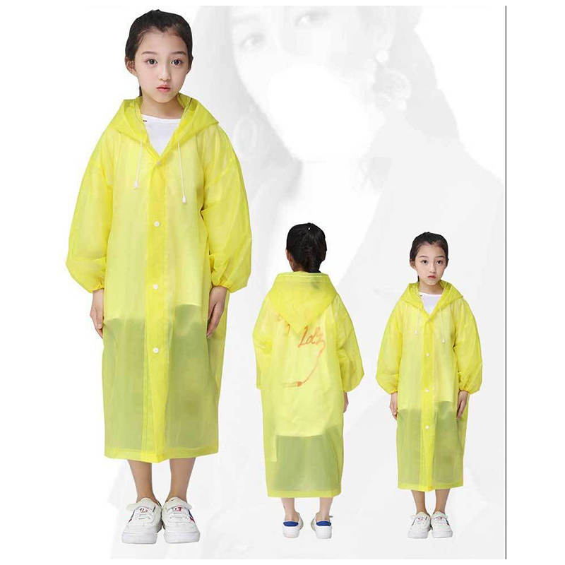 儿童雨衣 男女童加厚eva学生连体雨衣时尚雨披 非一次性雨衣 黄色两件
