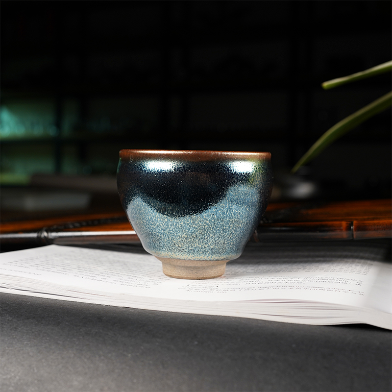 个杯堂 建阳建盏铁胎茶杯执手对盏