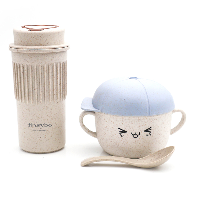 finsybo 麦秸秆爱心杯&面碗套装 F-WBB