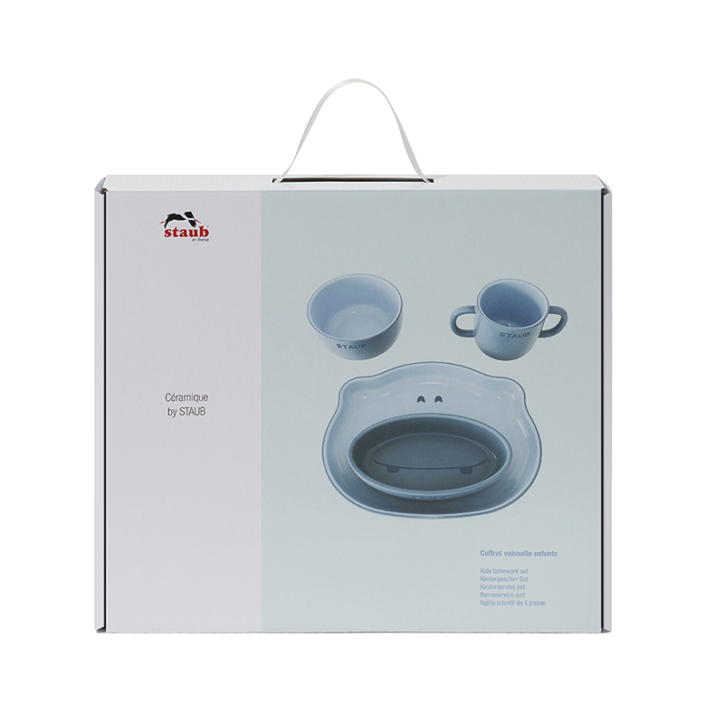 STAUB 珐琅陶瓷河马造型儿童餐具4件套 1020251