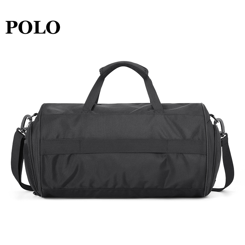 POLO 手提行李包大容量出差旅行袋休闲单肩斜挎包男包 044293 黑色
