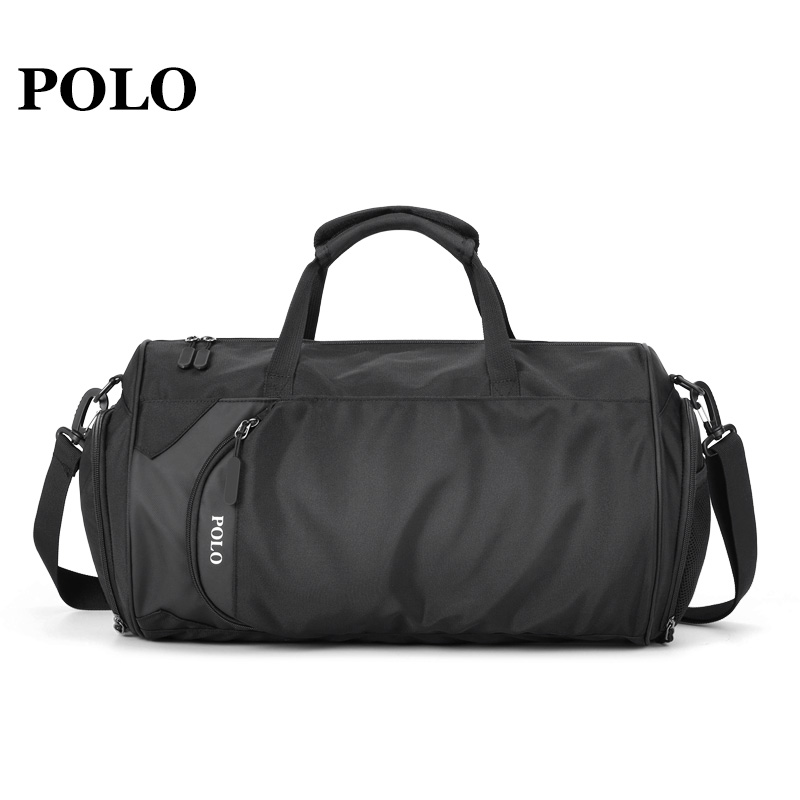 POLO 手提行李包大容量出差旅行袋休闲单肩斜挎包男包 044293 黑色