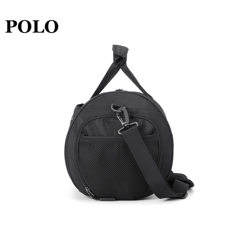 POLO 手提行李包大容量出差旅行袋休闲单肩斜挎包男包 044293 黑色