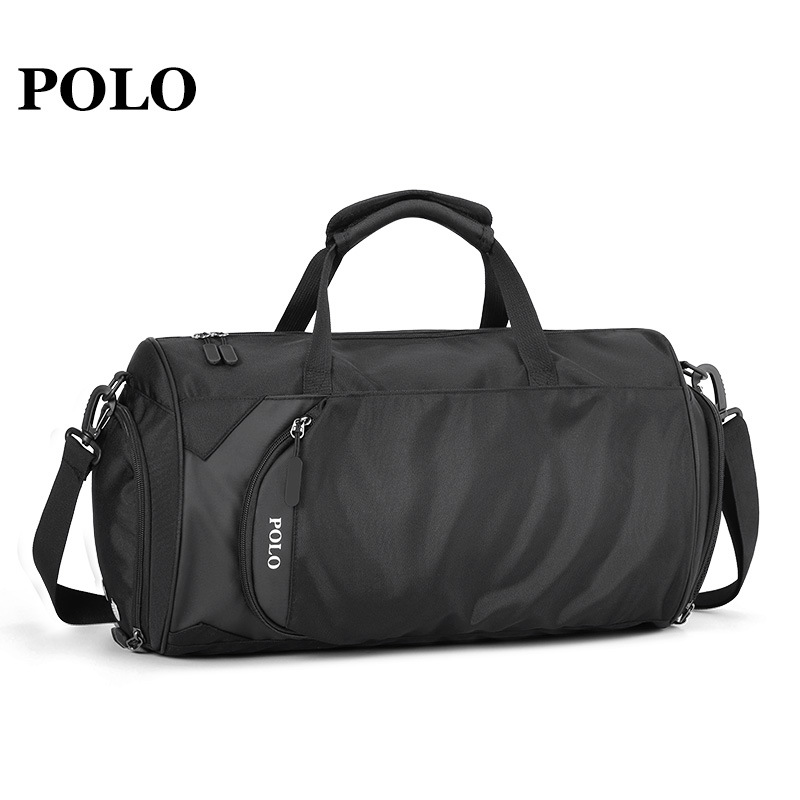 POLO 手提行李包大容量出差旅行袋休闲单肩斜挎包男包 044293 黑色