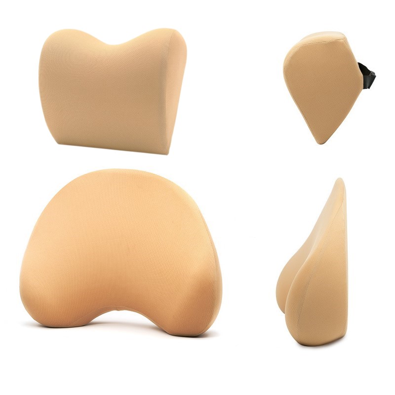 安途卫仕 记忆棉颈枕 头枕腰靠各一个套装 AW5016米色