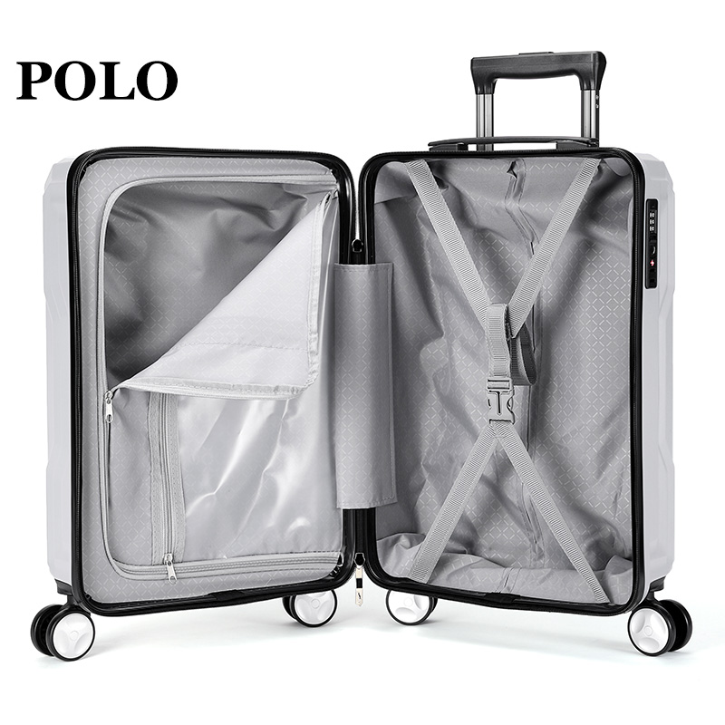 POLO 拉杆箱男女通用铝合金行李箱 080551 20寸银灰
