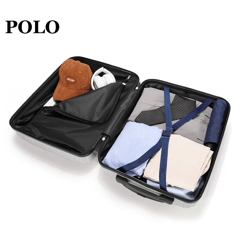POLO 拉杆箱大容量行李箱万向轮密码箱 080821 20寸银色