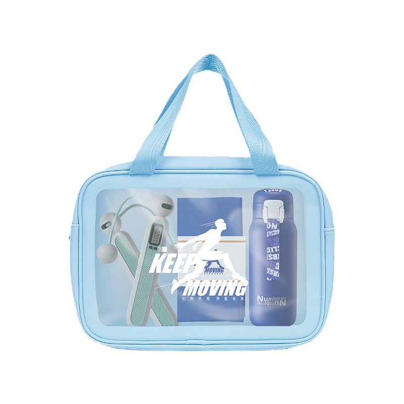 勿一 活力无限套装（保温杯+跳绳+浴巾+运动收纳包）蓝