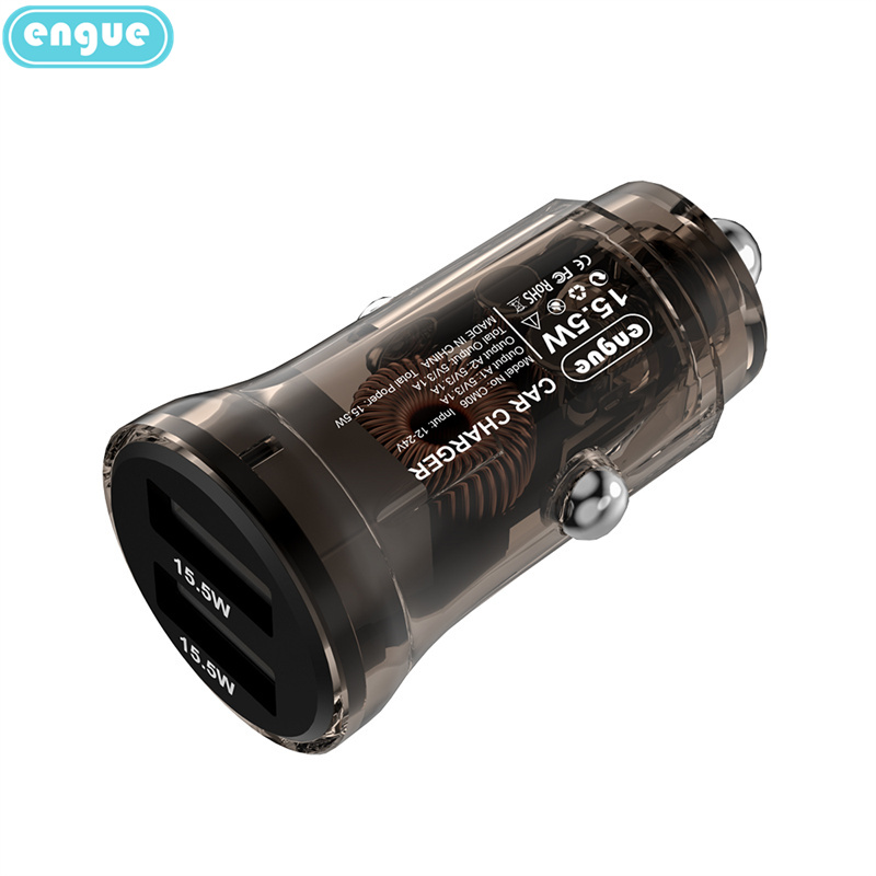 engue恩谷 透明外壳车载充电器乐驰 EG-CM06灰色