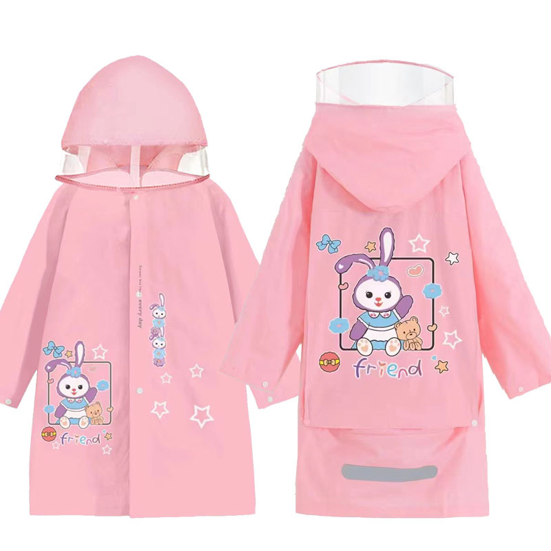 儿童全身中小学生加大书包位宝宝雨披加厚长款防水幼儿园雨衣XXL（粉色）