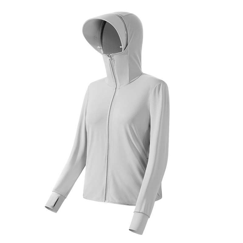 golovejoy 夏季新款防晒衣户外骑车遮阳冰丝透气防晒服加大码XL码 FSY08浅灰男款