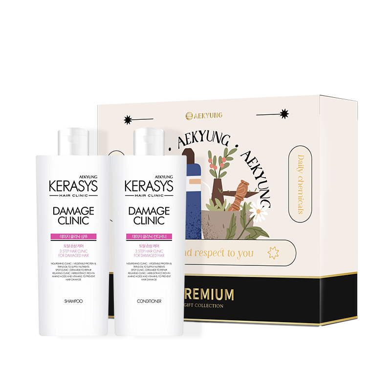 爱敬KeraSys 洗护套装 伴手礼A（爱敬受损护理洗发露249ml 爱敬受损护理护发素249ml 爱敬伴手礼盒+拎袋）