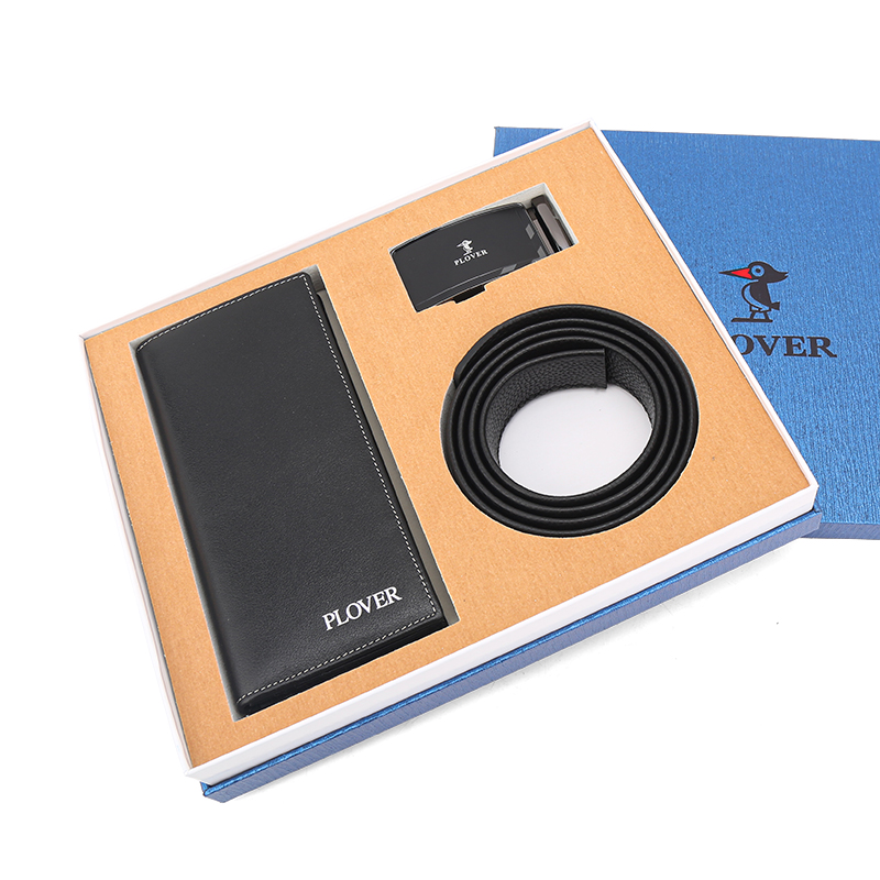 PLOVER 长夹钱夹皮带套装 黑色 GD820047-3A