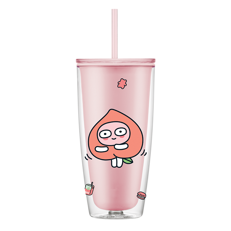 乐扣乐扣 KAKAO 双层简约杯750ml粉 HAP507PIK