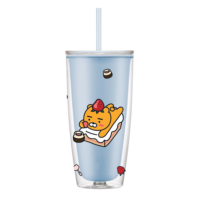 乐扣乐扣 KAKAO双层简约杯750ml蓝 HAP507BLU