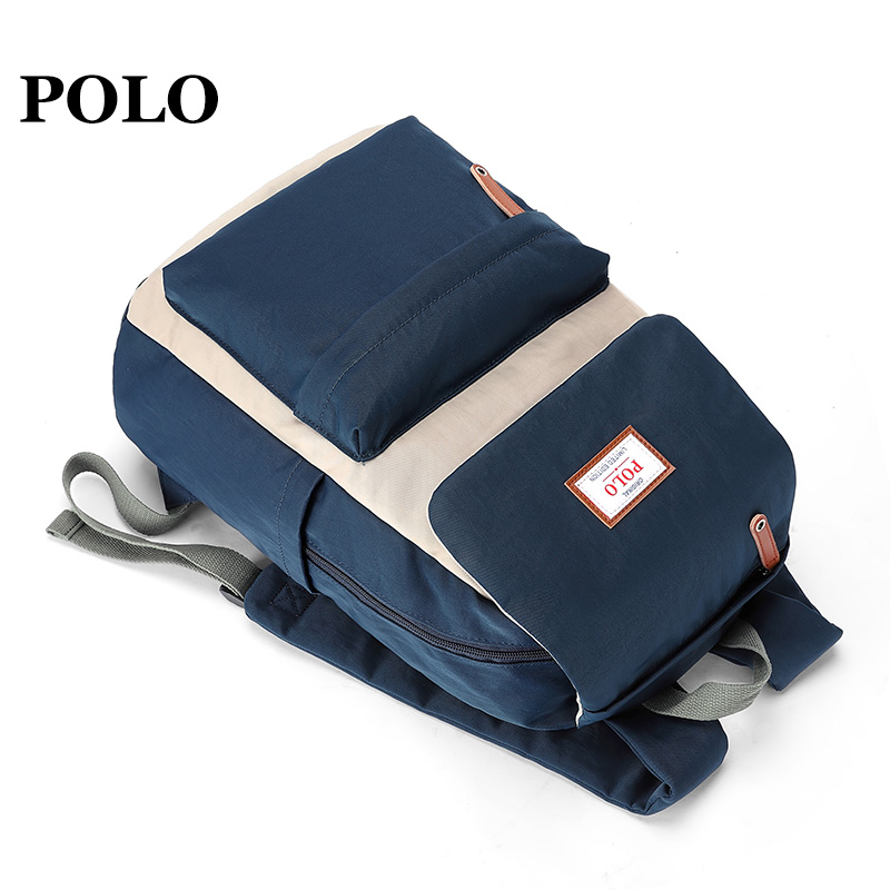 POLO 男双肩包时尚韩版书包14英寸电脑包大容量潮流背包 091601