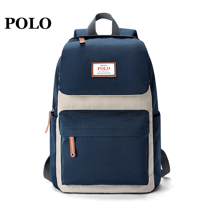 POLO 男双肩包时尚韩版书包14英寸电脑包大容量潮流背包 091601