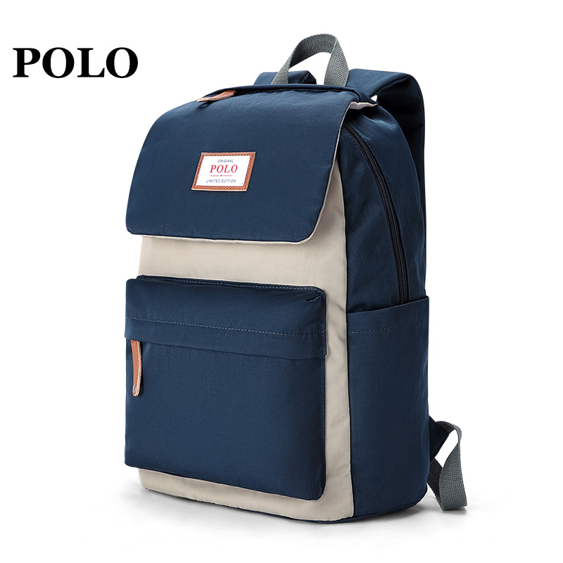 POLO 男双肩包时尚韩版书包14英寸电脑包大容量潮流背包 091601