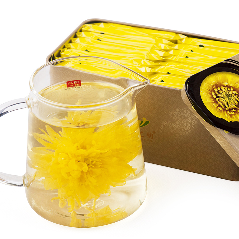 （扶贫产品）菊芝韵 金丝皇菊菊花茶贡品铁盒装 16朵