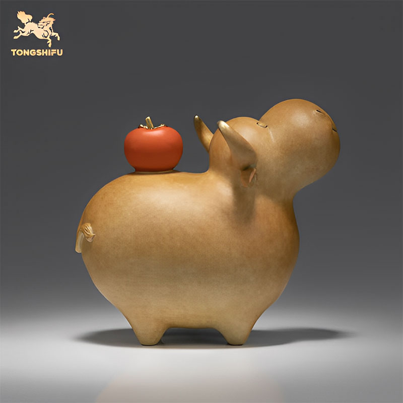 铜师傅 黄铜摆件《牛柿》家居饰品 铜工艺品 礼品 摆件