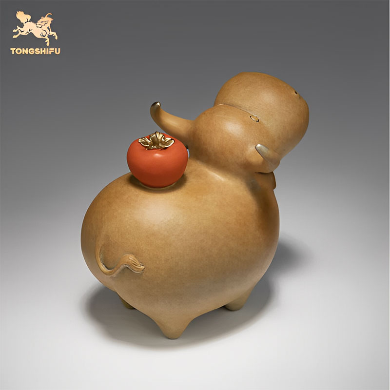 铜师傅 黄铜摆件《牛柿》家居饰品 铜工艺品 礼品 摆件