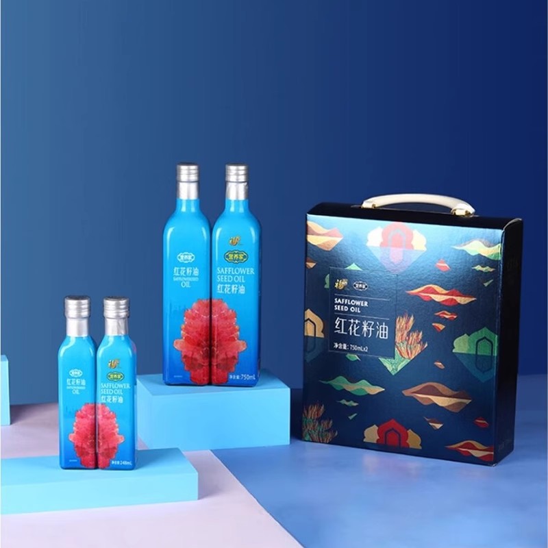 中粮福临门 营养家红花籽油礼盒750ml*2植物油家用食用油节日送礼
