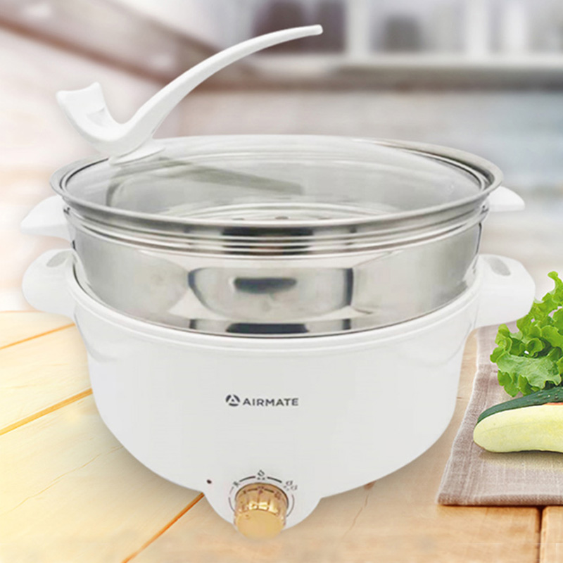 艾美特 家用多功能电火锅电炒锅电煮锅电热锅带蒸笼 cr1204